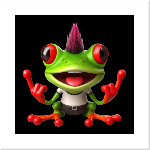 funny punk red eyed tree frog Wall Art by clearviewstock